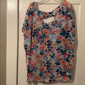 Torrid Floral Georgette Blouse with Bow Keyhole 3X